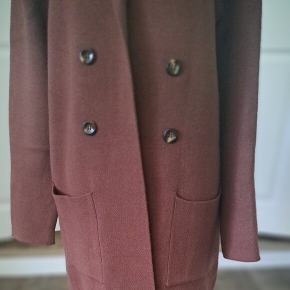 KIRUNDO Brown Cardigan Sweater Open Front Warm Thick Midi Length Size XXL NWT - Picture 4 of 10